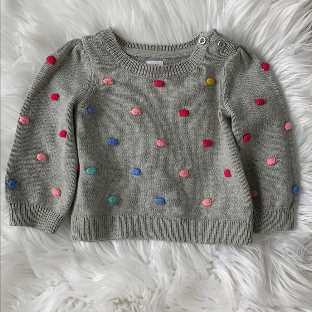 Baby Girl Gray Sweater with Colorful Dots
